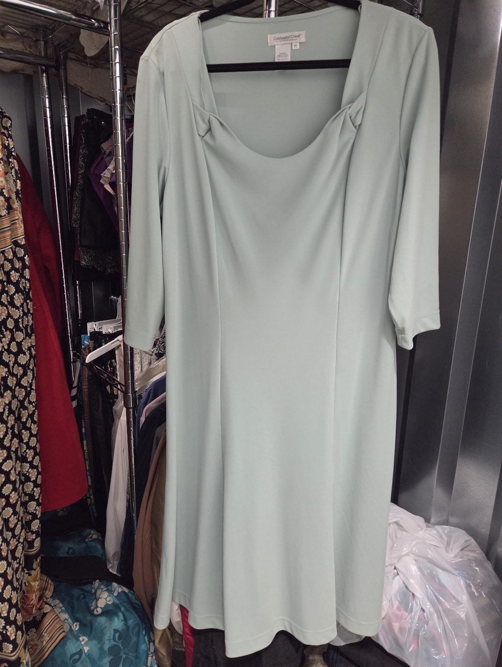 Coldwater Creek Pale Mint Scoop-Neck Midi Dress